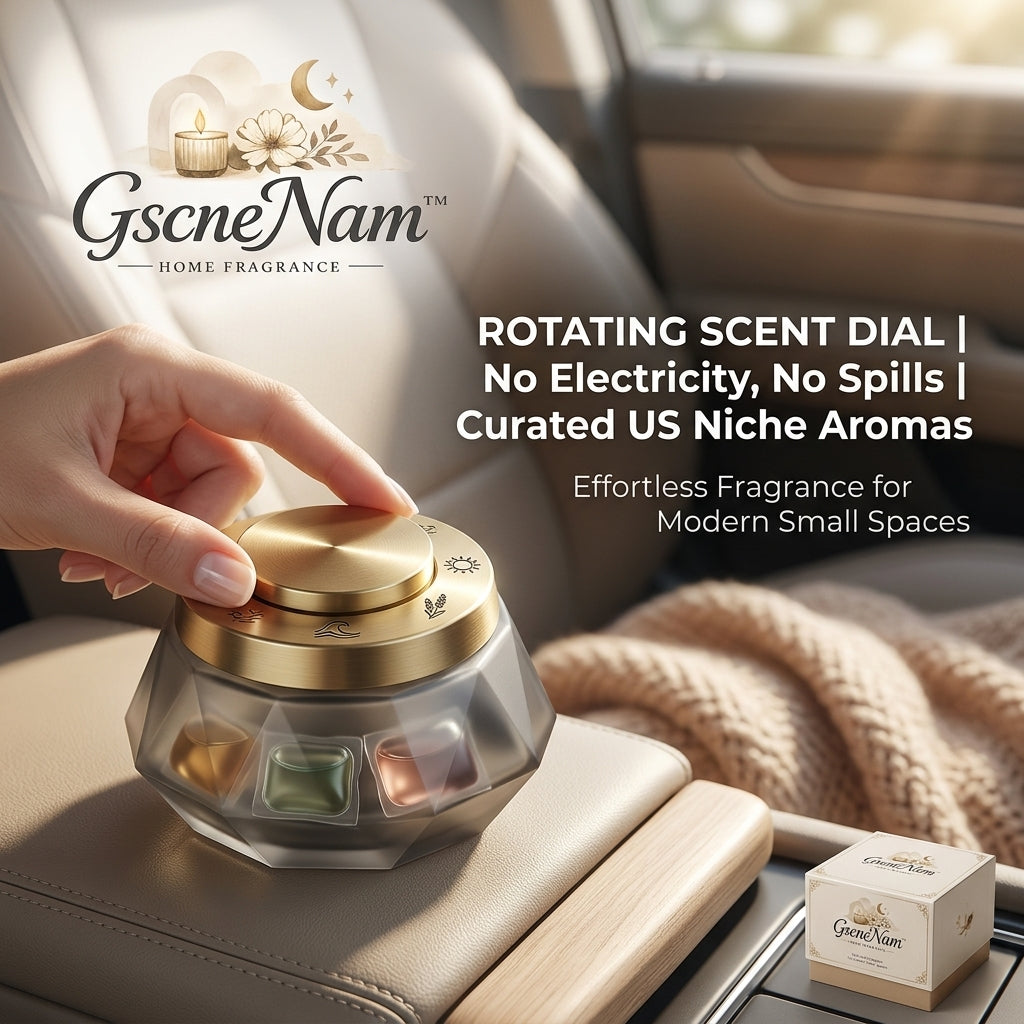 GscneNam™ Luxury Car Air Freshener - Waterless Scent Diffuser with Rotating Dial, Spill-Proof Multi-Pod Aromatherapy for Vehicle & Small Spaces, Curated US Niche Aromas, No Electricity Needed